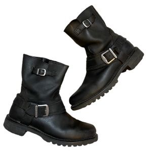 Harley-Davidson Women's Scarlet Black Leather 7- Inch Motorcycle Boots
